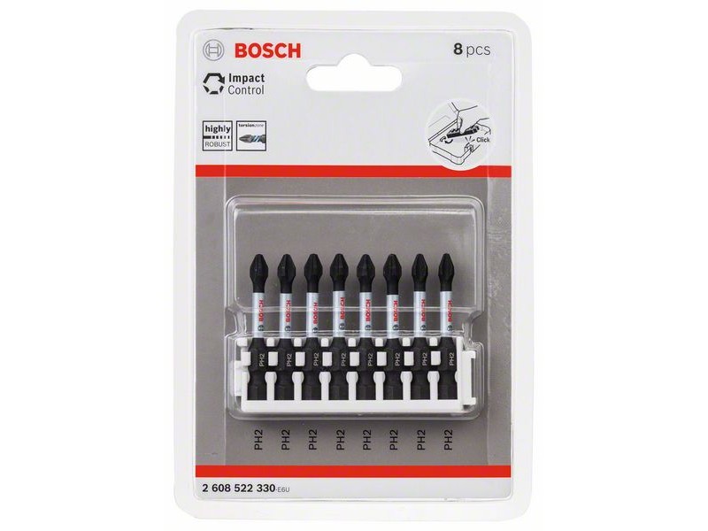 8-delni komplet vijačnih nastavkov Bosch PRO Phillips Impact, PH2, 55mm, 2608522330